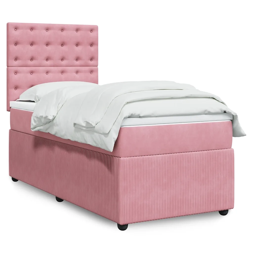 Giroletto a Molle con Materasso Rosa 90x190 cm in Velluto 3294531