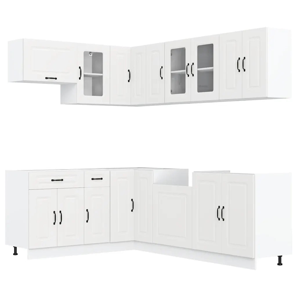 vidaXL Set Mobili da Cucina 11 pz Kalmar Bianchi Legno Multistrato
