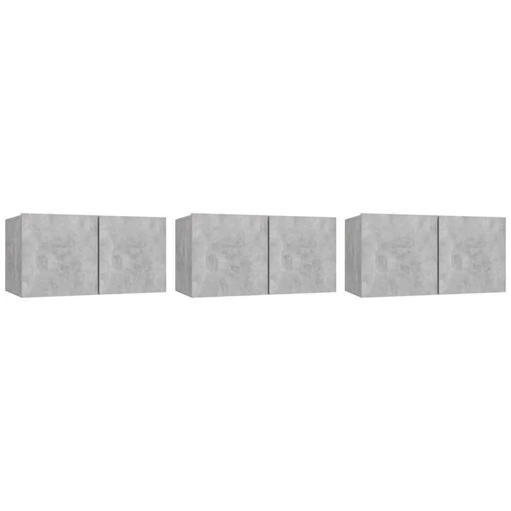 Mobili Porta TV Sospesi 3 pz Grigio Calcestruzzo 60x30x30cm