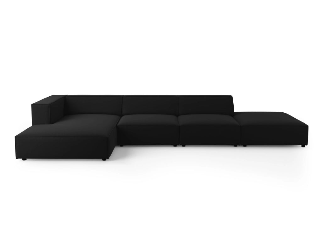 Cosmopolitan Design - Divano angolare sinistro "Arendal" 5 posti in velluto nero 