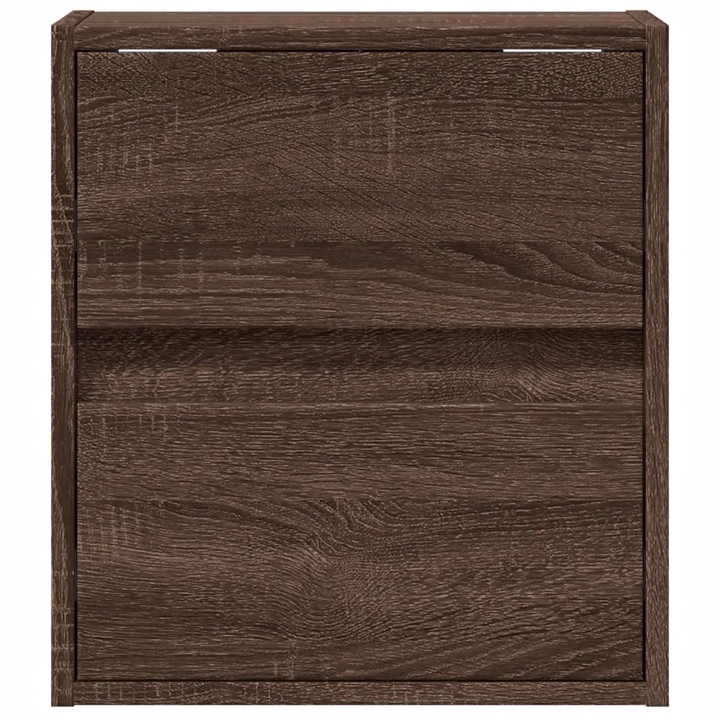 Comodini a Parete con luci LED 2 pz Rovere Marrone