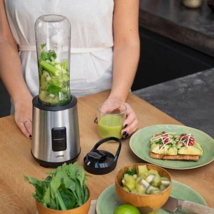 Mini frullatore - LIVOO - DOP240 - 600 ml - 300 W - Acciaio inossidabile / Nero