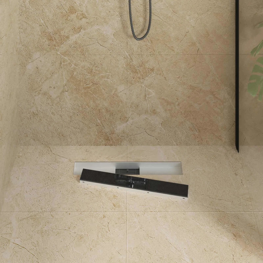 Drenaggio doccia con copertura in vetro Nero 50 cm CFW6432869