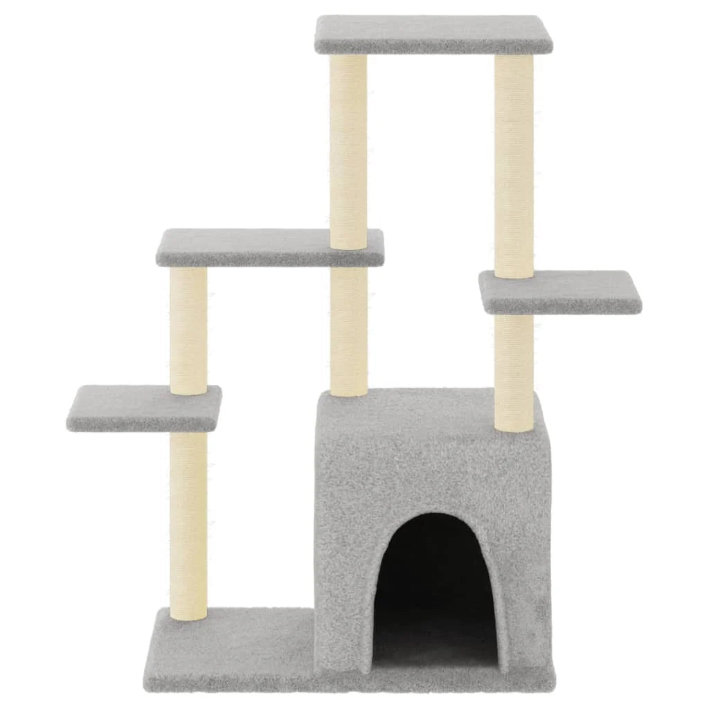 Tiragraffi per gatti torre per arrampicata giocattolo piattaforma per arrampicata con tiragraffi in sisal leggero 97,5 cm grigio 02_0022636
