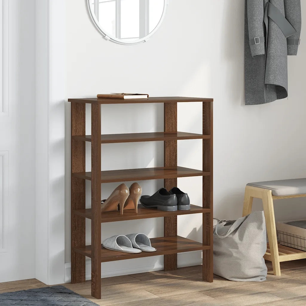 Scarpiera-Scaffale per scarpe Rovere Marrone 61x32x87,5 cm in Truciolato