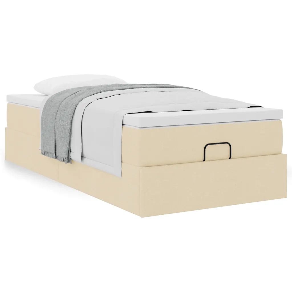 Struttura Letto Pouf con Materasso Crema 80x200 cm in Tessuto 3311069