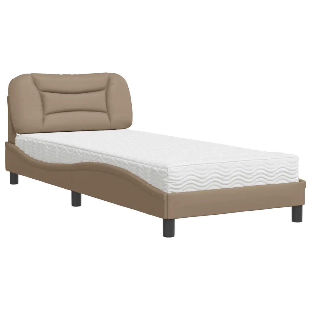 Letto con Materasso Hvar Cappuccino 90x200 cm in Similpelle 3208700