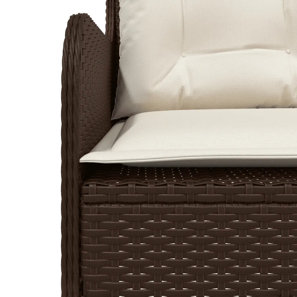 Divano da Giardino con Cuscini a L Marrone in Polyrattan