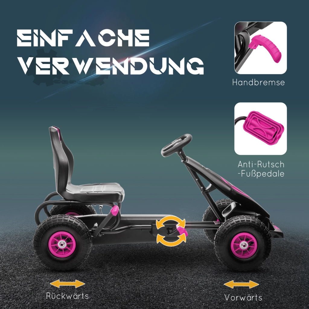 Go-Kart per Bambini con Pedali ¨C zephmum ¨C Rosa e Nero 121x58x61 cm