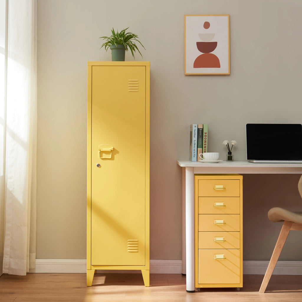 Armadio da Ufficio Kurikka Acciaio Giallo [en.casa]