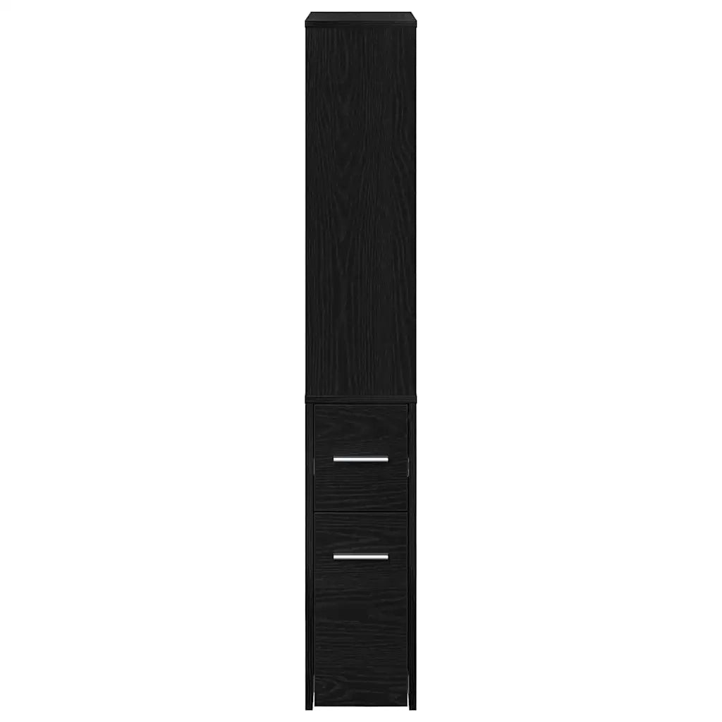 vidaXL Armadio da Bagno Stretto Rovere nero 22 x 41 x 135 cm