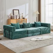 DIVANO LETTO Pieghevole Modulare in Ciniglia Verde Scuro 300x100x63 cm