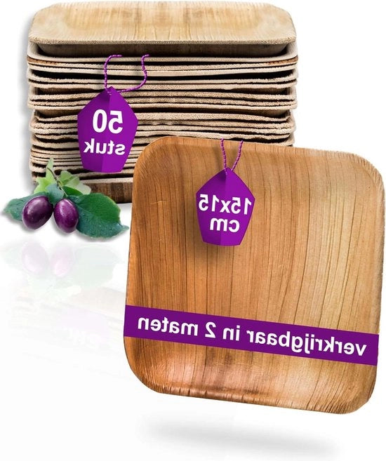Servizio da Tavola Compostabile 15x15cm - Piatti da Cucina Biodegradabili - Piatti da Festa in Foglia di Palma