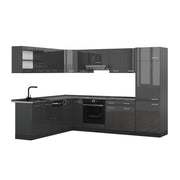 Cucina angolare completa R-Line Antracite lucido/Antracite 287 x 227 cm, PL Antracite Vicco