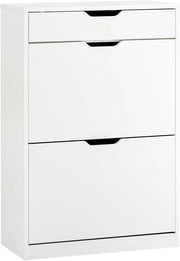 Scarpiera Salvaspazio Slim con Cassetto, Scarpiera Bianca, Moderna e Pratica, Facile da Montare, Ideale per Spazi Ridotti - Bianco, 60x30x90 cm - Modello FSR180-W