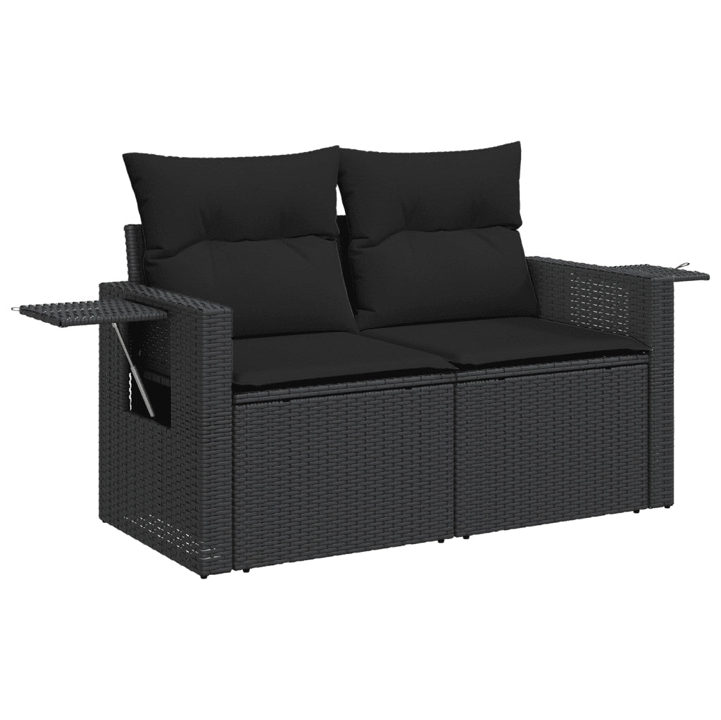 Set Divano da Giardino 6 pz con Cuscini Nero in Polyrattan 3252512