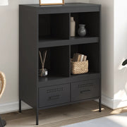 Credenza-Buffet-Armadio da cucina Nera 68x39x101,5 cm in Acciaio 700292