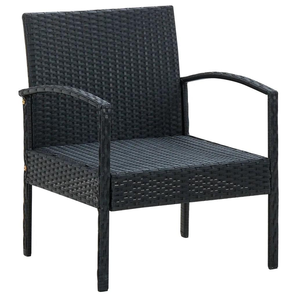 Sedia da Giardino con Cuscino in Polyrattan Nero cod mxl 22962
