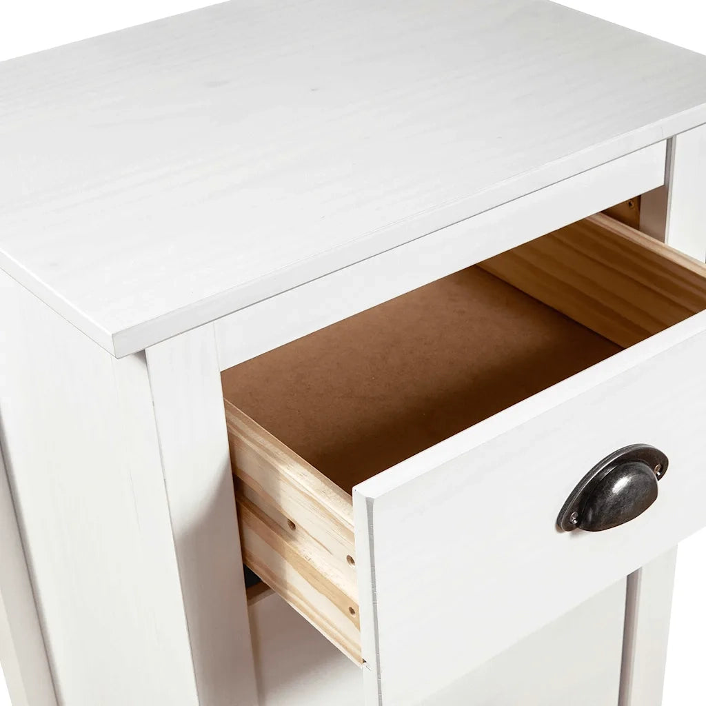 Credenza-Buffet-Armadio da cucina Hill Bianca 46x35x80 cm in Legno Massello di Pino 800307