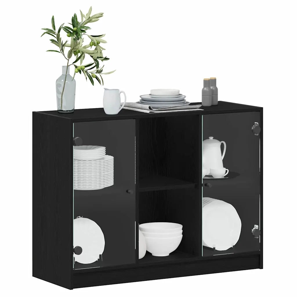Credenza-Buffet-Armadio da cucina Rovere Nero 100 x 37 x 75.5 cm