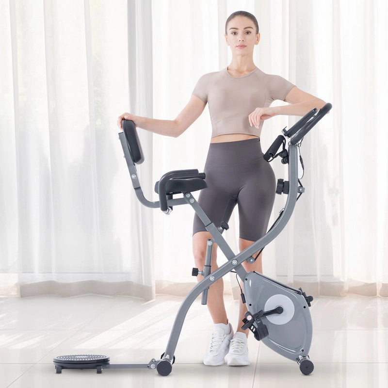 Cyclette pieghevole , regolazione della resistenza magnetica a 10 livelli | con disco rotante, cyclette verticale e inclinabile