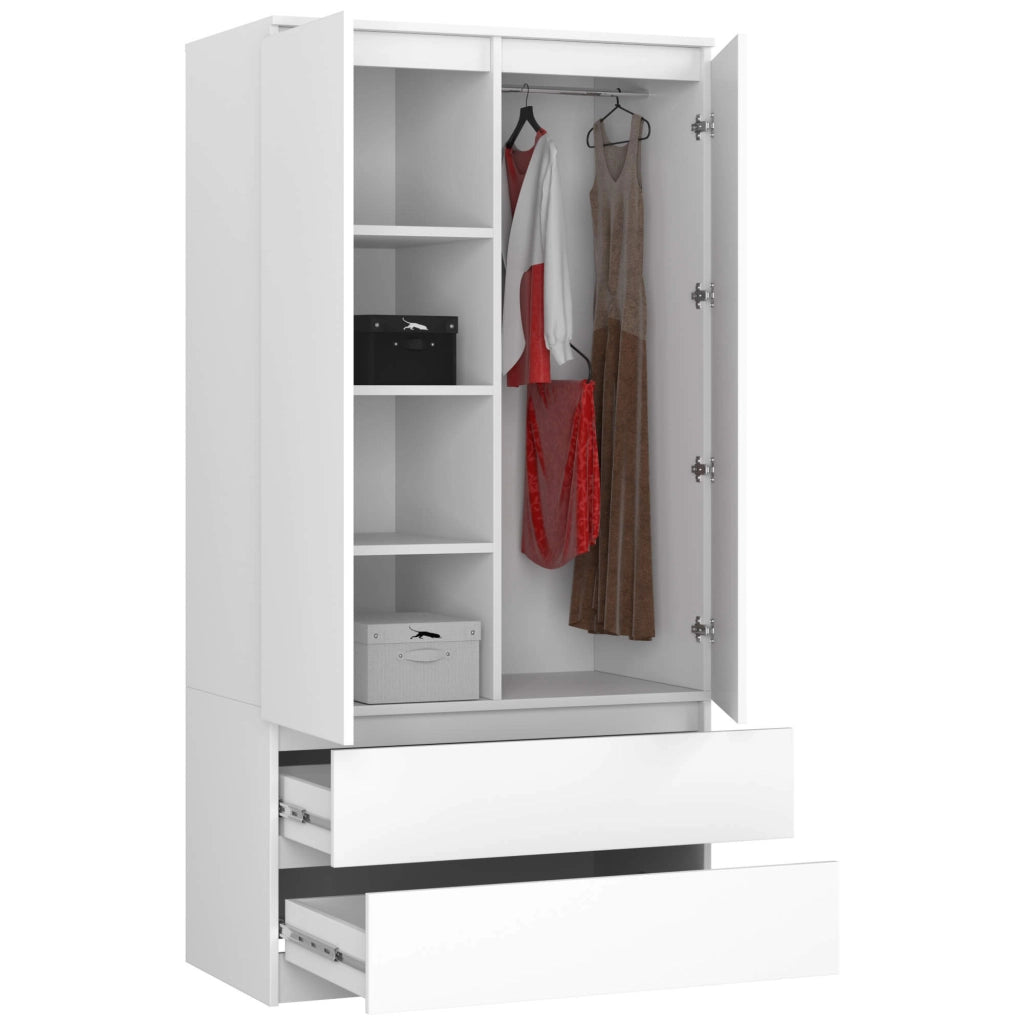 Armadio AKORD S90 Bianca 90 cm 2 ante 2 cassetti 90x51x180 cm