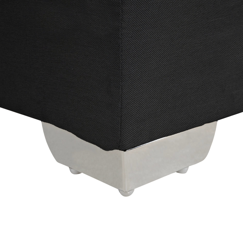 Letto Tessuto Nero Imbottito 160 x 200 cm Struttura Con Testiera Trapuntata E Materasso