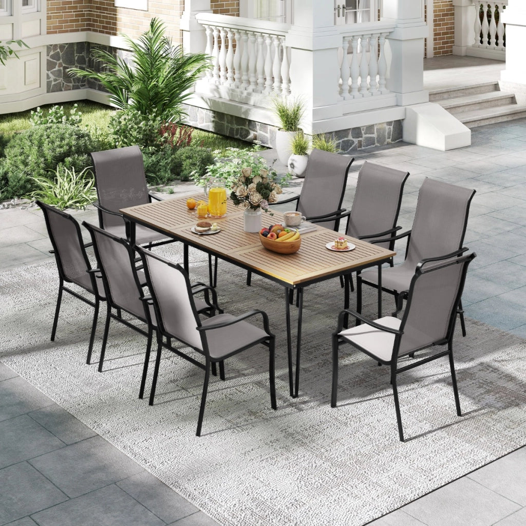 Mobili da pranzo con schienale alto e sedile largo struttura in metallo resistente, Set di sedie da pranzo per patio da 2 Grigio-Sedie da esterno
