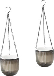 Set di vasi da fiore appesi - 2 pezzi - 165 cm autosigillanti - Translucidi con ganci per interni ed esterni - Grigio