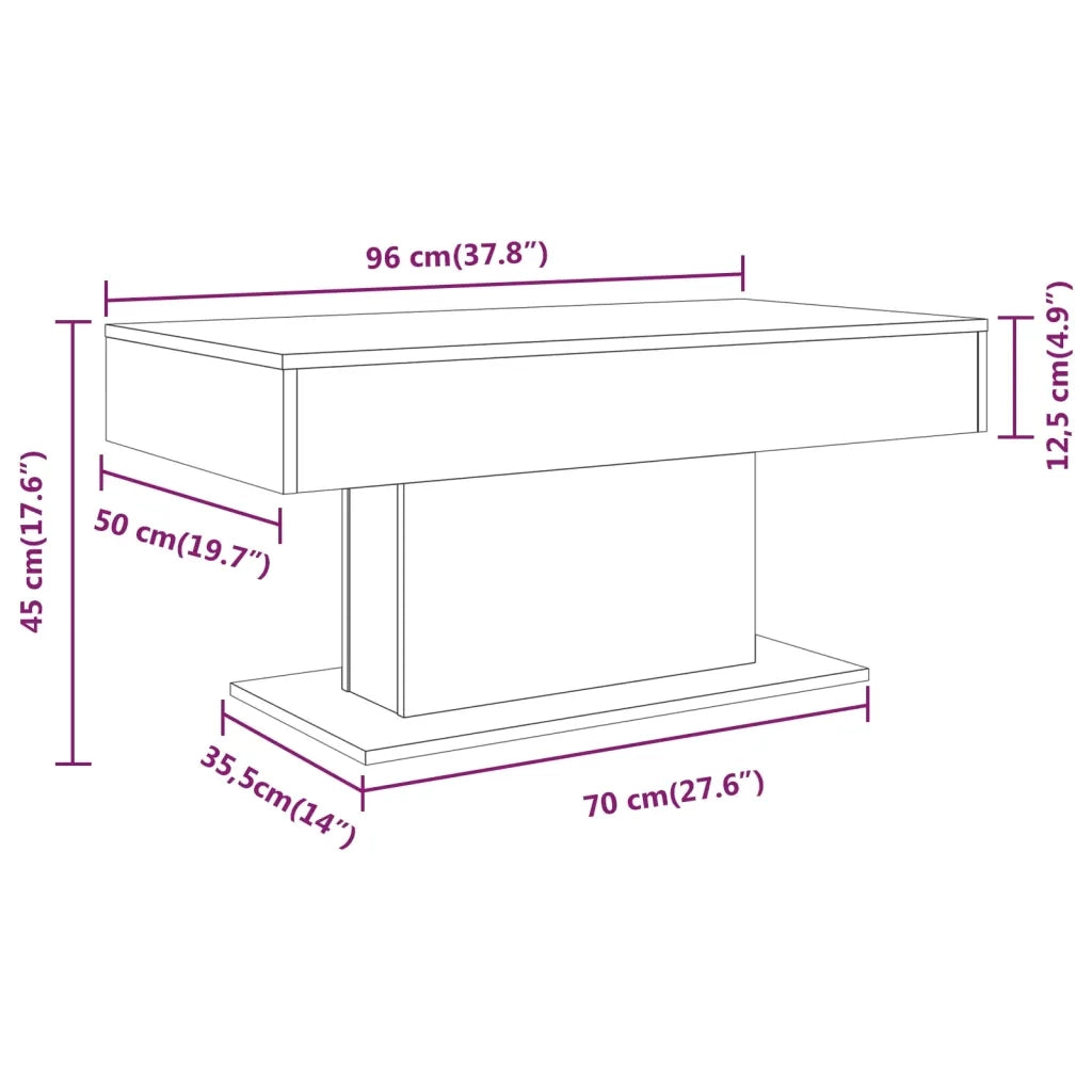 Tavolino da Salotto Rovere Fumo 96x50x45cm in Legno Multistrato 815834