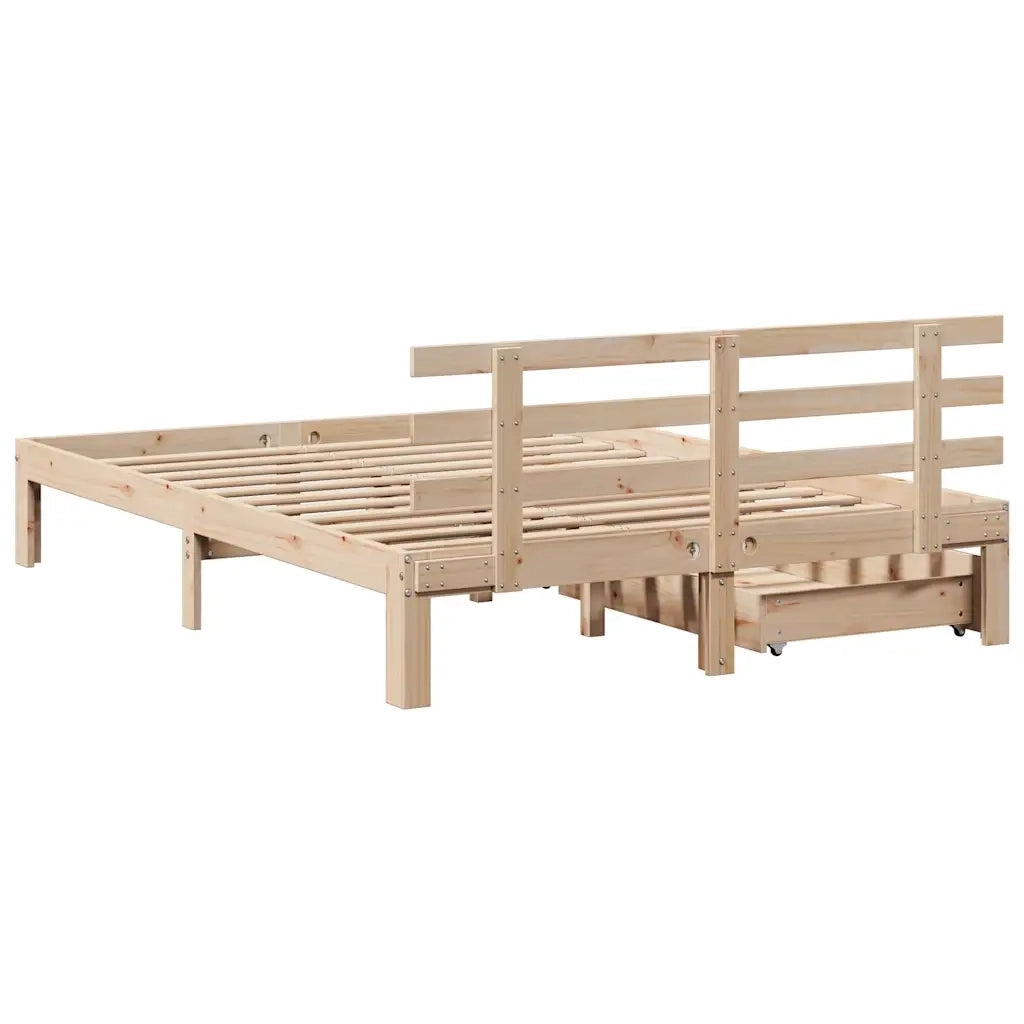 Giroletto con Cassetti 120x190 cm in Legno Massello di Pino 3301998