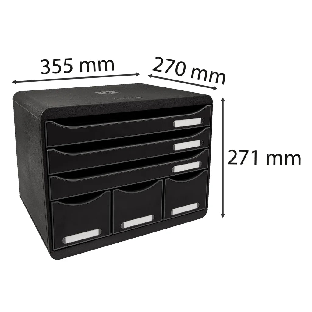 Exacompta Set Cassetti Scrivania Store-Box Maxi 6 Cassetti Nero Lucido 444597