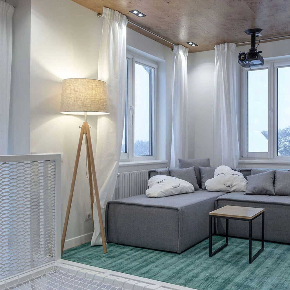 Maytoni lampada da terra contemporanea Calvin 1 luce E27 marrone metallo tessuto
