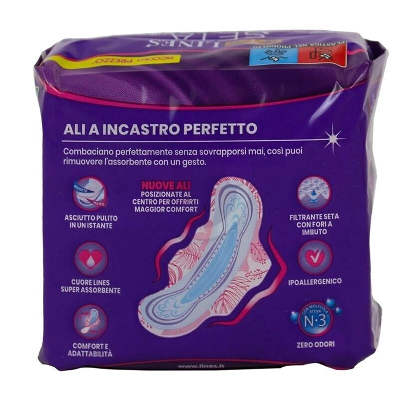 LINES SETA ULTRA LUNGO ALI 9 PZ. ASSORBENTI ALI A INCASTRO PERFETTO