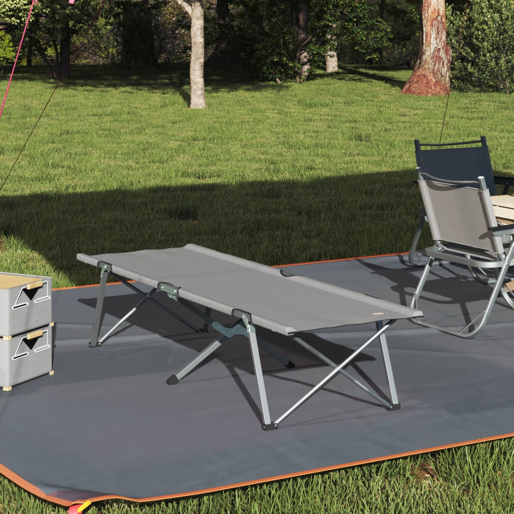 Letto da Campeggio Pieghevole Grigio Alluminio Grande Pieghevole