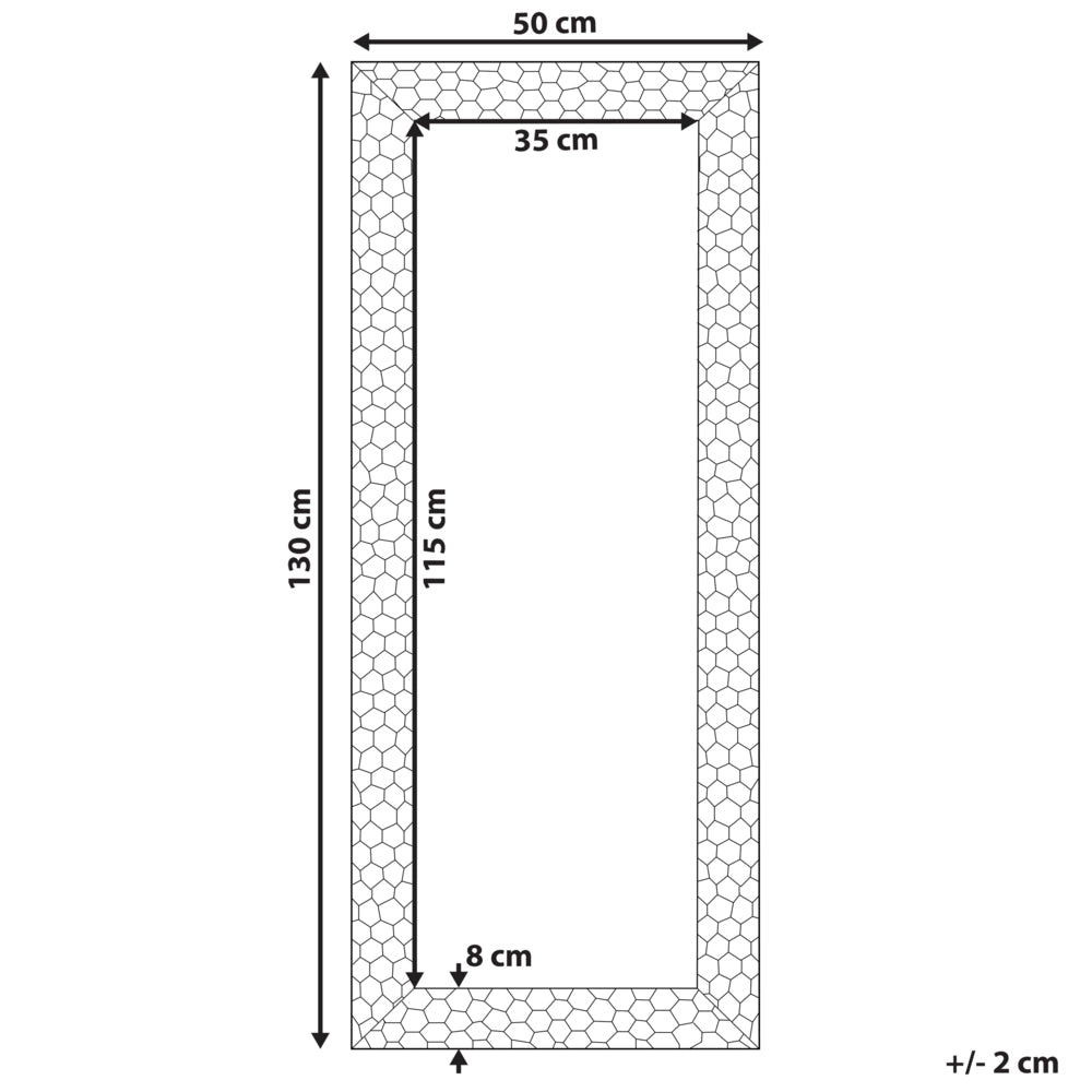 Specchio da parete con cornice sintetica dorata 50 x 130 cm rettangolare da appendere alla parete