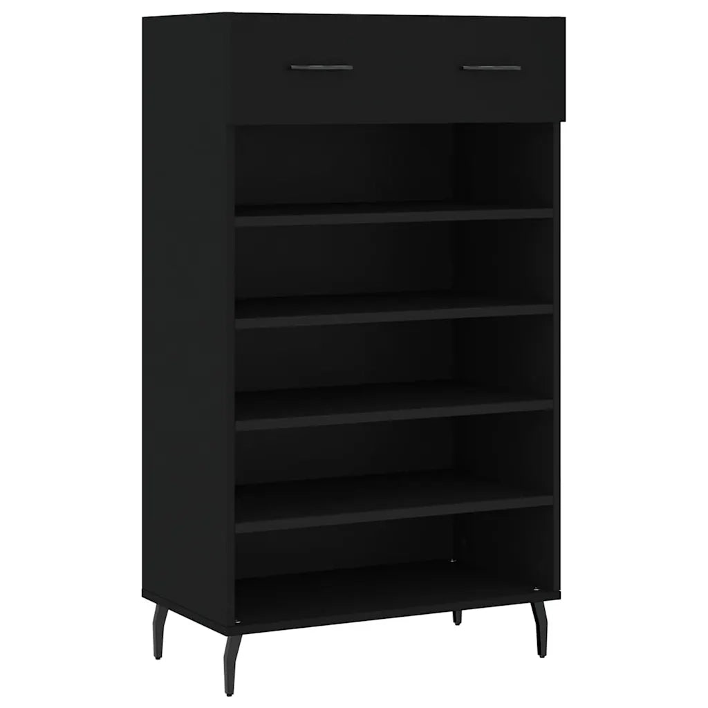 Scarpiera-Scaffale per scarpe Nera 60x35x105 cm in Legno Multistrato 838045