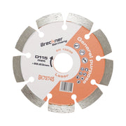 Disco diamantato segmentato 115x22,23 mm, segmento 10 mm per mattoni, calcestruzzo, muratura, archi, pietra Breckner Germany