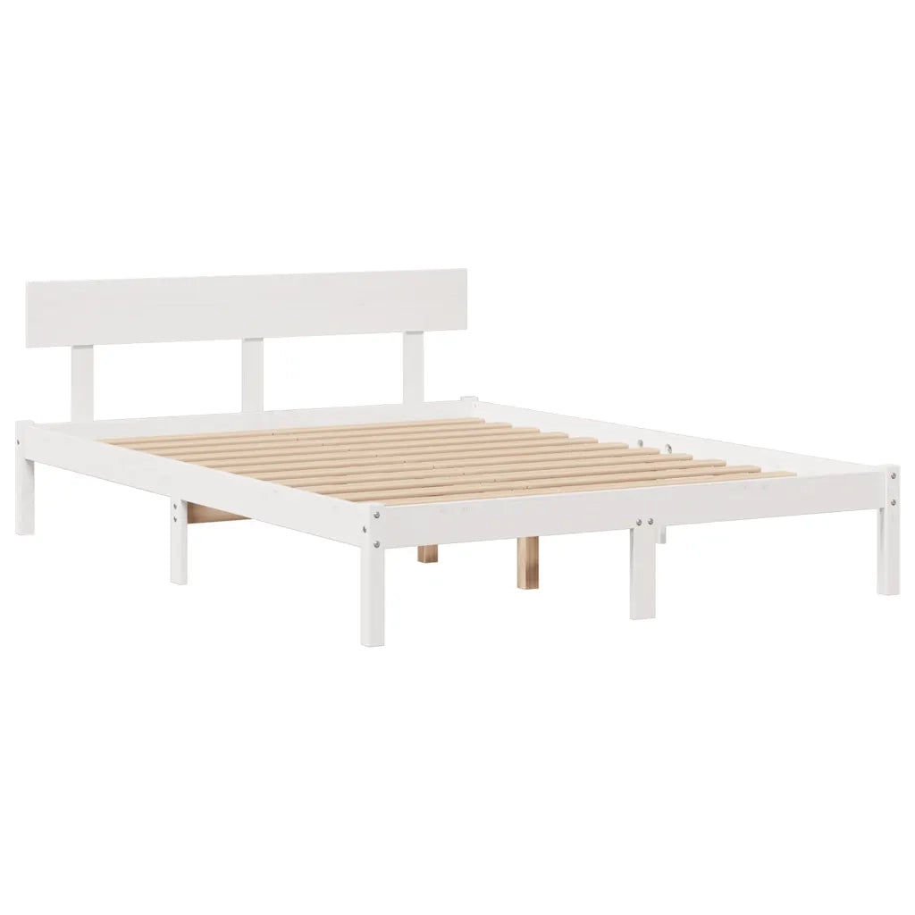 Letto Libreria senza Materasso Bianco 140x190 cm Legno di Pino