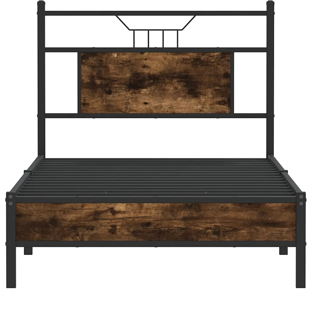 Letto singolo | Letto per adulti | Giroletto senza Materasso Rovere Fumo 90x190 cm in Truciolato