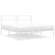 Letto matrimoniale | Letto per adulti | Giroletto con Testiera Metallo Bianco 160x200 cm