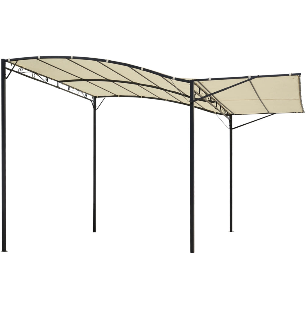 Pergola da giardino addossata con tetto ribaltabile 300 x 250 cm; acciaio; bianco crema