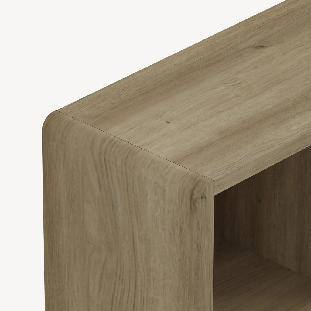 Credenza Bassa Lukkodso con 3 Ante e Scomparti Aperti 102x98x30 cm Effetto Rovere Medio Chiaro [en.casa]
