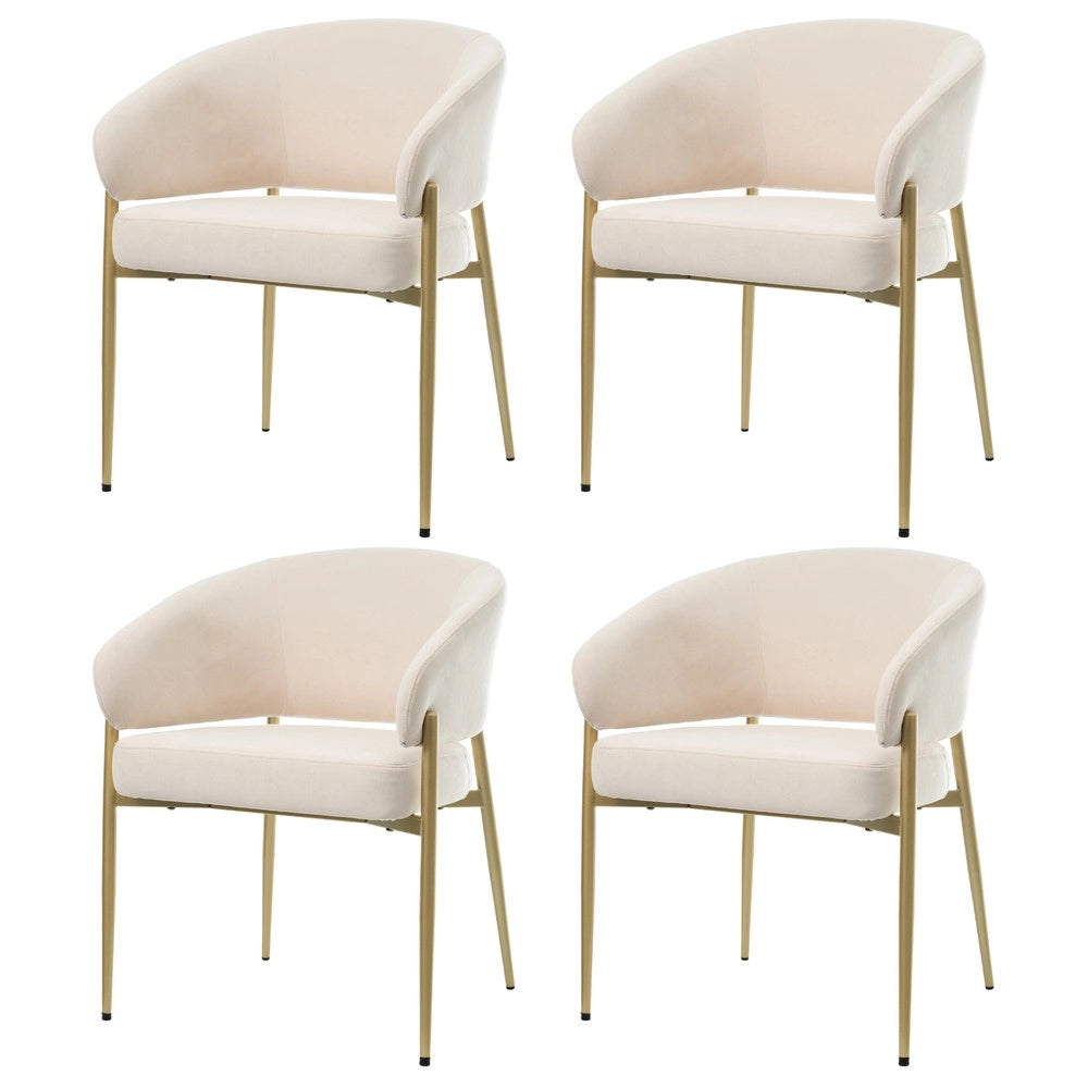 2 Sedie da pranzo in velluto - Zephmum - Comode e traspiranti, stile moderno, colore beige e oro champagne