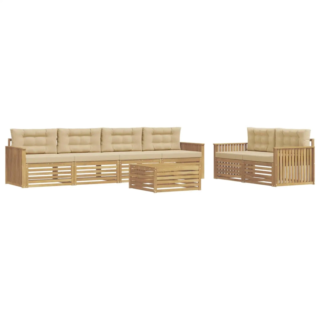 Set di divani da esterno 7 pcs Bianco e Beige 3390083
