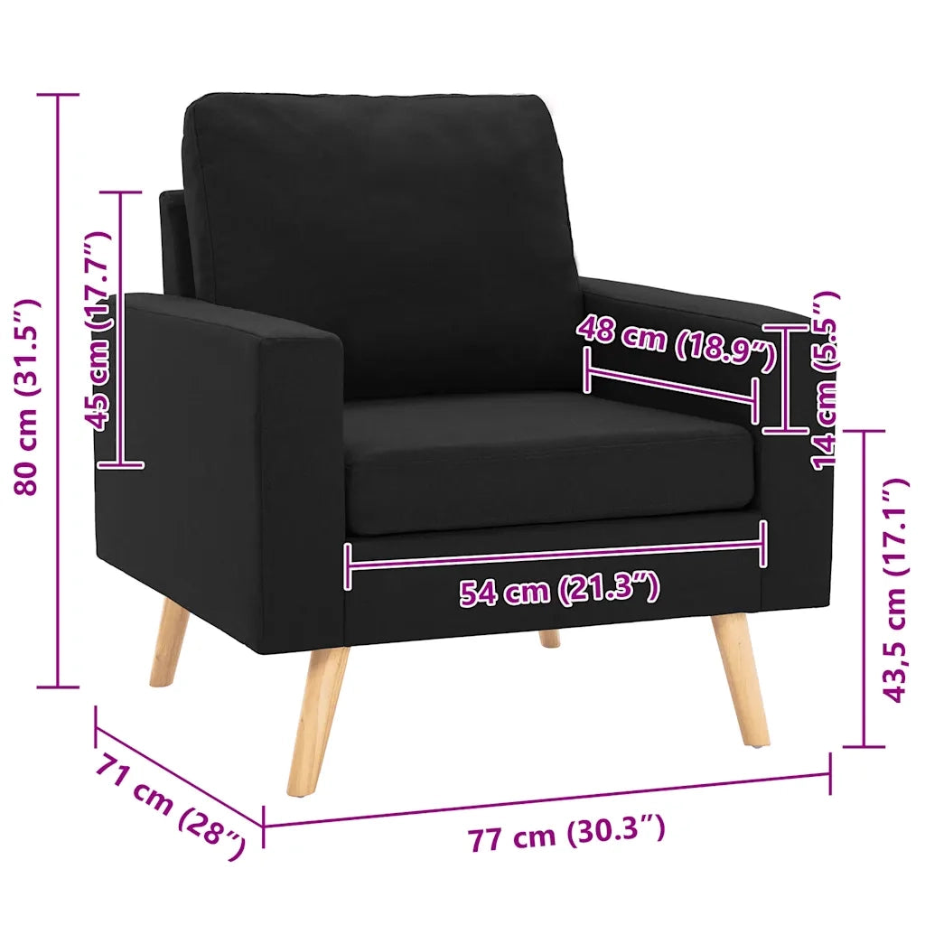 Poltrona Nera in Tessuto cod mxl 17023