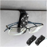 Supporto per occhiali per auto - 2 pezzi - Strass e ABS - Ombrello per occhiali - Robusto e duraturo - Dimensioni 6,5 x 2,4 cm - Appoggio per occhiali per auto