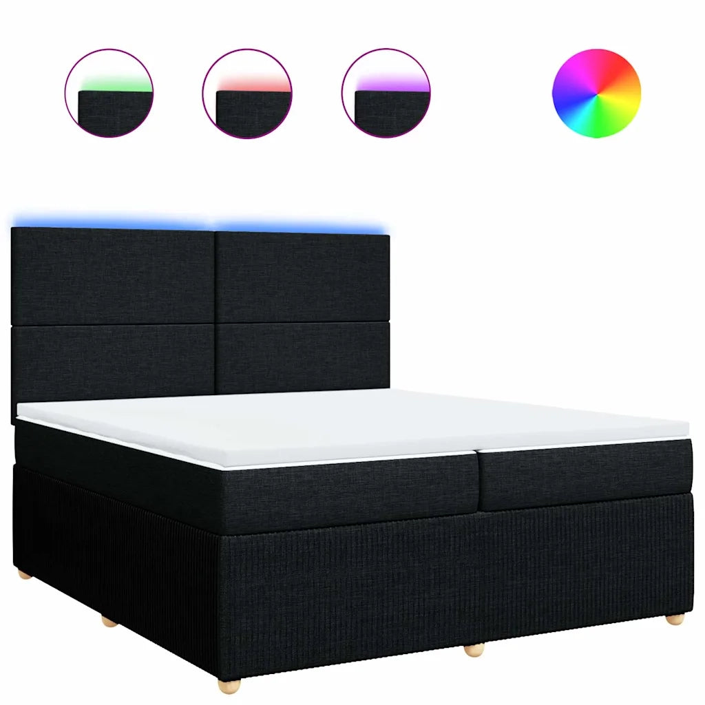 Giroletto a Molle con Materasso Nero 200x200 cm in Tessuto