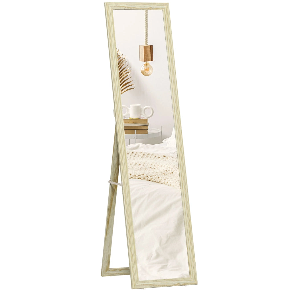 Specchio a Pieno Lunghezza con Supporto e Muro ¨C zephmum ¨C 37x37x154cm legno naturale