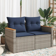 Divano da giardino con cuscini a 2 posti grigio in polyrattan
